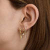 Single Mini <b>Hoop</b> <b>Earrings</b> with Gemstone <b>Turquoise</b> and Zircon Gold Plated Brass Huggie Style Trendy Jewelry for Parties - Product Image 4