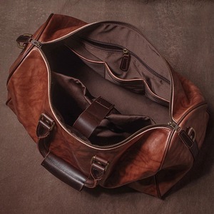 Bolsa de viaje de cuero auténtico personalizada de lujo con cremallera de etiqueta de nombre personalizada bolsa de viaje de lona con logotipo personalizado OEM para marca - Product Image 3