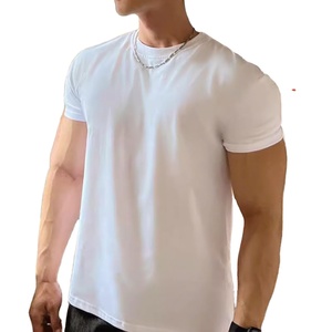 T-shirt en coton pour homme, col rond, couleur unie, personnalisable avec logo et design, style décontracté, tricoté, modèle vierge. - Product Image 2