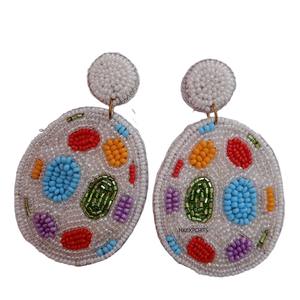 Pendientes de gota de caza de huevo de Pascua con cuentas multicolores hechos a mano, joyería de moda chapada en oro de 14K y 24K para primavera y verano - Product Image 2