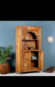 High Quality Mango Wood Bookcase From India Manufacturer Traditional Design Open <b>Book</b> Shelf <b>Display</b> Rack for School Application - Product Image 3