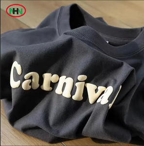 T-shirt formel ample 100 % coton, grammage lourd, avec logo 3D en mousse personnalisé, impression en relief pour homme, design vierge, respirant - Product Image 4