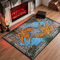 Tapis d'anime sur mesure en gros, motif tigre, grand tapis de prière, bleu vintage, tapis de décoration pour salon