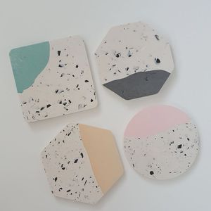 Latest 2025 Terrazzo Coasters Indian Style Wholesale <b>Price</b> <b>Epoxy</b> <b>Resin</b> Table Coaster for Drink Tea Coffee - Product Image 3