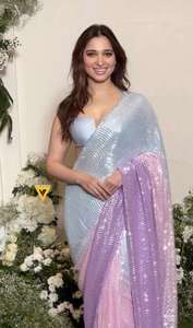 Sari moderne minimaliste à bordure séquentielle, look simple et élégant, tissu en mélange de soie, prix fabricant pour les vêtements de fête - Product Image 4