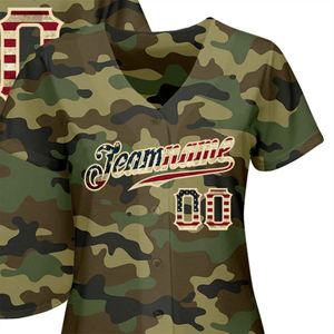 Maillot de baseball camouflage personnalisé imprimé drapeau américain uniforme d'équipe personnalisé nom numéro vêtements de sport patriotiques - Product Image 6
