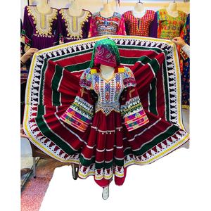 2024 Vintageอัฟกานิสถาน Kuchi ชุดแฮนด์เมดชนเผ่าแบบดั้งเดิมปักผู้หญิงอัฟกานิสถาน Kuchi เทศกาลชุดพัชทูนวัฒนธรรม - Product Image 1