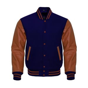 Veste universitaire en laine avec manches en cuir personnalisables, broderie Letterman, style High Street, pour hommes, femmes, unisexe, haute qualité - Product Image 1