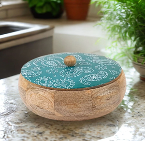Caja de Chapati de madera En madera natural con una elegante tapa de vidrio con un verde vibrante, disponible a precios al por mayor - Product Image 6