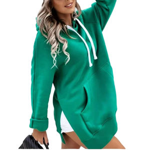 Sudadera con Capucha Lisa para Mujer, Cuello Redondo, con Bolsillos, Estilo Casual, Cómoda para Uso Diario - Product Image 1