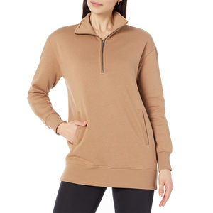 2025 sudadera con media cremallera para mujer 100% Material de algodón ligero transpirable Streetwear pulóver estilo cuarto cremallera - Product Image 1