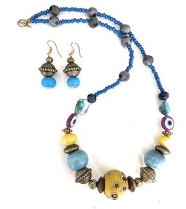 Collar de plata de estilo clásico para mujer con cuentas de resina Cadena de eslabones de calidad con perlas de ágata Fiestas de boda - Product Image 2