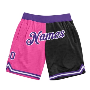 Industrie Direct Engro Sportswear Basketball Shorts Personnalisé Rose Violet-Noir Authentique Throwback Split Fashion Basketball Shorts - Product Image 1