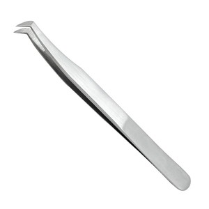 Pinzas de pestañas de acero inoxidable con logotipo personalizado con 45 pinzas de extensión de pestañas de Punta puntiaguda con agarre de fibra de diamante de 90 grados - Product Image 3