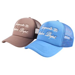 Casquette de camionneur en maille à bord pré-incurvé 5 panneaux, casquette de camionneur en mousse avec logo brodé, vente en gros d'usine personnalisée OEM - Product Image 2