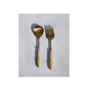 Juego de utensilios de servidor de ensalada de diseño fabuloso con mango de resina multicolor cuadrado LARGO DE Metal pulido a mano de acero inoxidable de lujo - Product Image 4