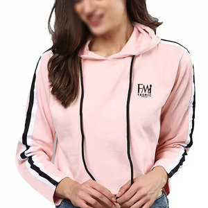 2025 haute qualité femmes manches longues pull à capuche hiver doublé recadrée dames vêtements patchs personnalisés col à capuche - Product Image 3