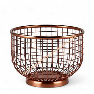 Grand panier en fil de cuivre élégant et moderne pour la décoration intérieure avec base surélevée Matériau PC Conception verticale Utilisation du stockage des aliments - Product Image 4