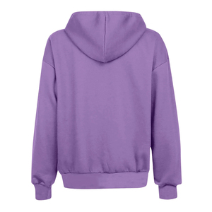Sweats à capuche pour femmes Sweats à capuche zippés à manches longues Couleur unie Casual Cotton Sweats à capuche à la mode Tops avec poche - Product Image 3