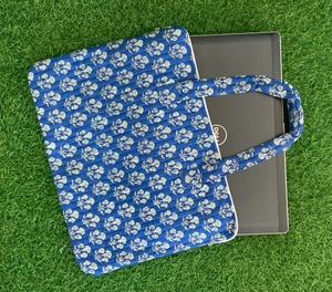 100% Pure Cotton Block Print Quilted Handmade <b>Laptop</b> Protector <b>Bag</b> <b>15</b>" 17"inch Waterproof Outdoor <b>Laptop</b> Handle for Office Use - Product Image 2
