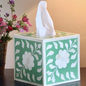 Caja de pañuelos con incrustaciones de hueso indio de diseño moderno y accesorios de decoración de mesa de cocina rectangulares hechos a mano en incrustaciones de hueso - Product Image 1