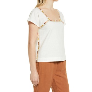 Camicetta Bianca da Donna Faherty Ricamata con Pizzo in Popeline di Seta Chiffon Traspirante Taglie XS-XL per Ufficio Primavera/Estate - Product Image 3