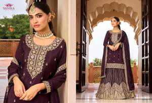 Designer Premium Chinon Soie Avec Miroir Et Broderie Travail Salwar Costume Fabricant Et Fournisseur De Surat Au Taux Le Plus Bas - Product Image 2