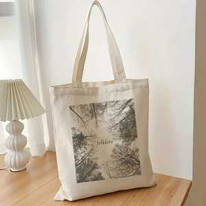 CXJ-F24014 Custom Cotton Canvas Tote Shopping <b>Bag</b> 12oz <b>Medium</b> Heat Transfer Durable Eco-Friendly Washable for Advertising Use - Product Image 1