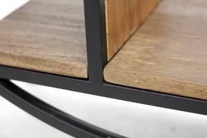 Handmade Modern Industrial <b>Metal</b> & Solid Mango Wood Half-Shaped Console Table <b>Black</b> Iron <b>Frame</b> for Living Room Hotel Hallway Use - Product Image 4