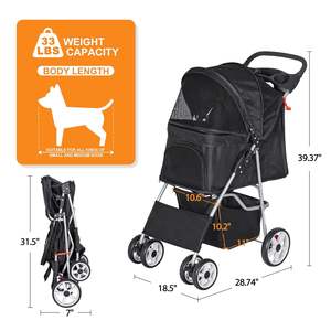TH-PSP-227 américain de haute qualité Fabricant Pet Poussette Style Cadre en acier Chariot pour animaux de compagnie Chariot - Product Image 3