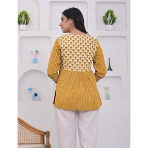 เสื้อสั้นพิมพ์ลายมัสตาร์ดผ้าฝ้ายระบายอากาศได้ดีตกแต่งแบบปัก - Product Image 6