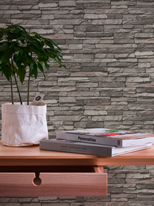 Fabriqué en Allemagne-Rouleaux de papier peint Stone Grey Cream Black-Vinyle non tissé-Papier peint Stone Look for Walls-10,05x0,53 m - Product Image 5