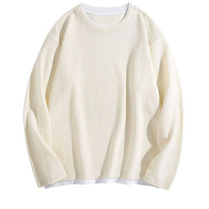 OEM personalizado Logotipo de diseño de moda de los hombres de primavera y otoño de gran tamaño de cuello redondo Waffle color sólido sudadera - Product Image 1