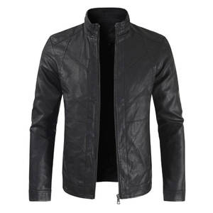 Long Sleeve Hoodless Casual Outwear Oem Winter Men's Leather <b>Jacket</b> Fashion Down Collar <b>Punk</b> Motorcycle Washed Leather <b>Jacket</b> - Product Image 1