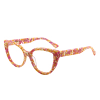 Gafas de acetato con diseño de ojo de gato inspiradas en diseñadores, con patrones coloridos, montura completa, gafas graduadas para mujer, de fábrica.