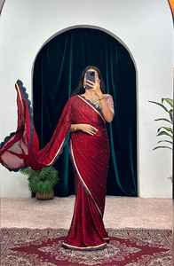 Nouvelle tenue de fête Georgette Saree avec broderie séquencée comprenant un chemisier en fil de coton Vêtements indiens et pakistanais - Product Image 2