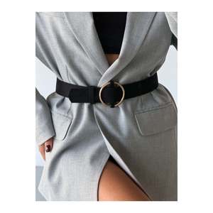 <b>Black</b> <b>Suede</b> Ring Belt with Gold Buckle Women's Trouser Belt, <b>Jacket</b> Belt, Dress Belt, Shirt Belt - <b>Black</b> - Product Image 2