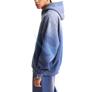 Acid Wash Survêtement Hommes Casual Jogger Ensemble Surdimensionné Pull À Capuche Et Pantalon De Survêtement Confortable Deux Pièces Tenue Pour Streetwear - Product Image 3