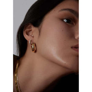 Diamond Pav Dome <b>Huggie</b> Earrings - Product Image 5