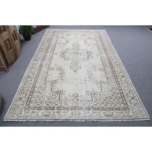 พรมตุรกีวินเทจขนาด 5.8x9.6 ฟุต พรมขนาดใหญ่ พรมลายพรางสีขาว - Product Image 1