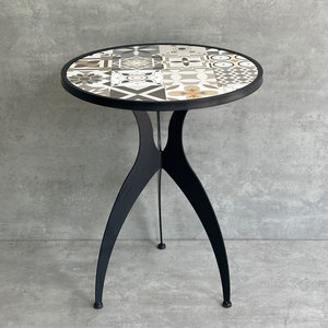 Modern 60cm Round <b>Coffee</b> <b>Table</b> with Durable Metal Iron <b>Legs</b> and Artistic Ceramic Tiles Living Room Furniture-CFD68191 - Product Image 3