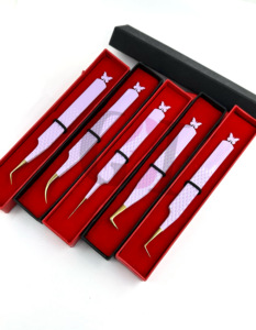 Pince à épiler en acier inoxydable pour Extension de cils, meilleur revêtement en poudre lilas, papillon, différents Styles, pointe dorée, outils de beauté - Product Image 6