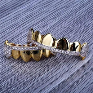 Bling Hip Hop Grills Dientes Grillz Micro Pave Moissanite Top Bottom Vampire Fangs Dientes Grillz Set Regalos de Halloween Hombres Mujeres - Product Image 3