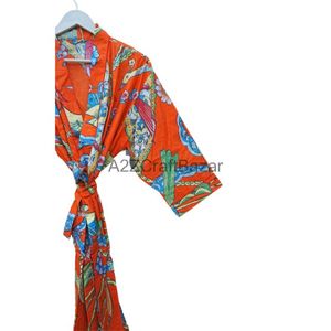 Robe longue pour femmes en coton indien fait à la main Kimono floral pour l'été Robe de douche légère avec logo avant - Product Image 3