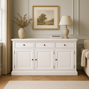 Commode en bois rustique blanc du fabricant vietnamien 9 meubles de chambre à coucher finis à plat à base d'eau non toxique - Product Image 1