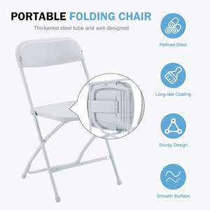 Siège pliant en métal blanc portable, design peu encombrant pour les pique-niques, les sorties à la plage et les rassemblements sociaux, les fêtes et les voyages - Product Image 4