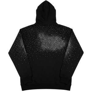 Mens Rhinestone <b>Zip</b> Up <b>Hoodie</b> <b>Black</b> Sparkle Crystal Studded Streetwear Hooded Sweatshirt Casual Statement Outerwear - Product Image 2