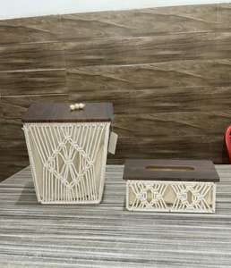 Caja de Pañuelos de Metal Texturizado y Madera, Porta Servilletas para Hotel, Hogar y Restaurante con Acabado Dorado - Product Image 5