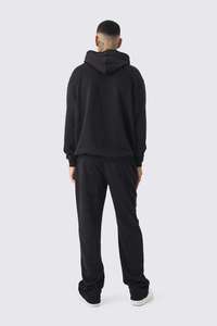 Ensemble sweat-shirt et jogging pour homme imprimé personnalisé, noir, tenue 2 pièces avec graphisme de lettres brodées, streetwear, survêtement - Product Image 2
