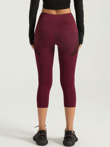 Pantalon de yoga capri taille haute avec logo personnalisé pour femmes avec poche latérale en maille transparente Nouveau design Vêtements de sport à motif solide - Product Image 6